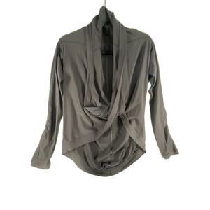 Ivivva by Lululemon Iconic Wrap Top Long sleeve Hood Crop Heathered Black Sz: 4